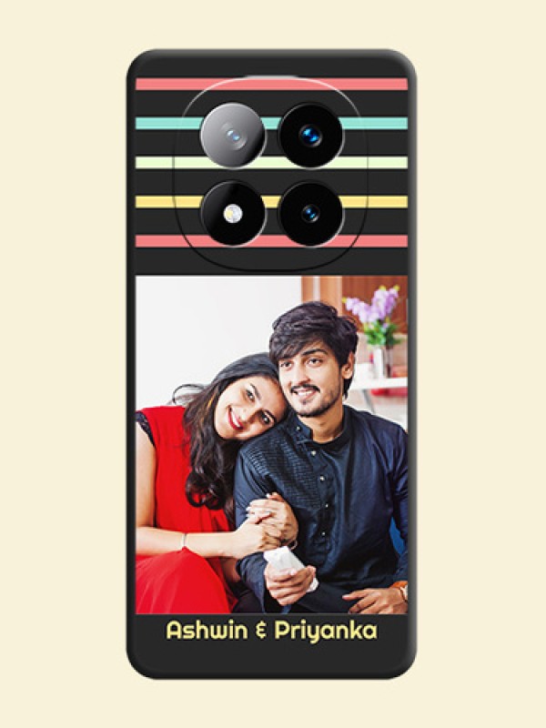 Color Stripes with Photo and Text on Photo On Space Black Custom Soft Matte Mobile Back Cover - Redmi Note 14 Pro Plus 5G