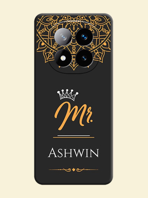 Mr Name with Floral Design On Space Black Custom Soft Matte Mobile Back Cover - Redmi Note 14 Pro Plus 5G