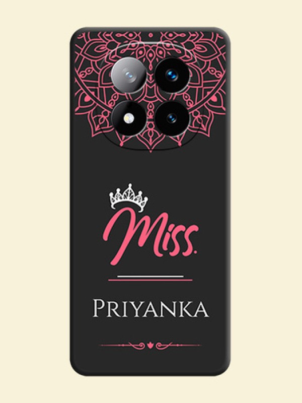 Mrs Name with Floral Design On Space Black Custom Soft Matte Mobile Back Cover - Redmi Note 14 Pro Plus 5G