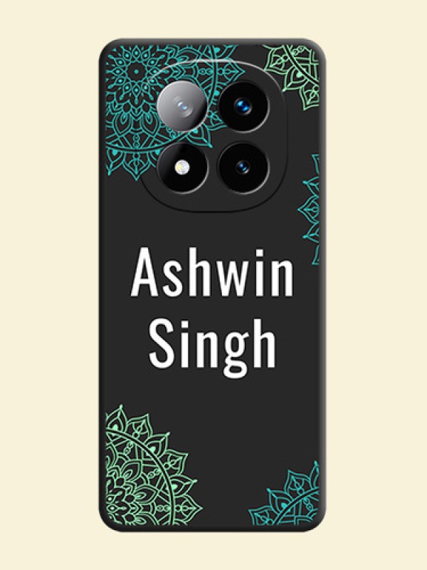 Your Name with Floral Design On Space Black Custom Soft Matte Mobile Back Cover - Redmi Note 14 Pro Plus 5G