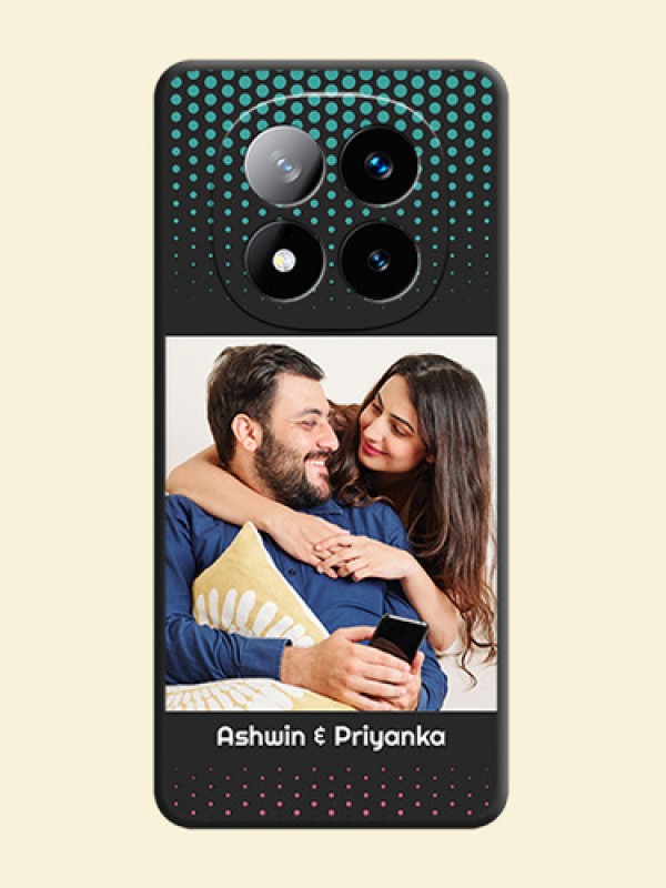 Faded Dots with Grunge Photo Frame and Text On Space Black Custom Soft Matte Mobile Back Cover - Redmi Note 14 Pro Plus 5G