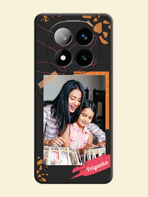Orange Photo Frame On Space Black Custom Soft Matte Mobile Back Cover - Redmi Note 14 Pro Plus 5G