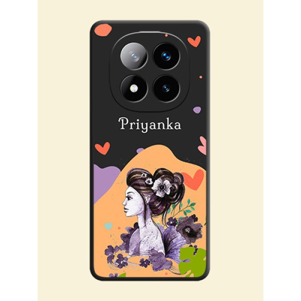 Namecase For Her With Fancy Lady Image On Space Black Custom Soft Matte Mobile Back Cover - Redmi Note 14 Pro Plus 5G Namecase For Her With Fancy Lady Image On Space Black Custom Soft Matte Mobile Back Cover - Redmi Note 14 Pro Plus 5G