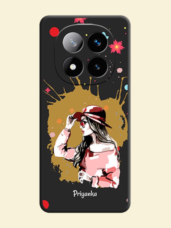 Mordern Lady With Color Splash Background With Custom Text On Space Black Custom Soft Matte Mobile Back Cover - Redmi Note 14 Pro Plus 5G