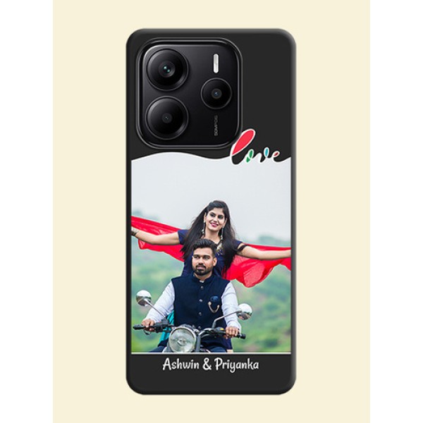 Fall in Love Pattern with Picture on Photo On Space Black Custom Soft Matte Mobile Back Cover - Redmi Note 14 SE 5G Fall in Love Pattern with Picture on Photo On Space Black Custom Soft Matte Mobile Back Cover - Redmi Note 14 SE 5G