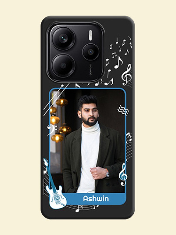 Musical Theme Design with Text on Photo On Space Black Custom Soft Matte Mobile Back Cover - Redmi Note 14 SE 5G