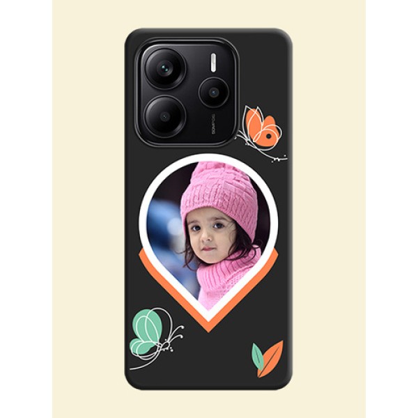Upload Pic With Simple Butterly Design On Space Black Custom Soft Matte Mobile Back Cover - Redmi Note 14 SE 5G Upload Pic With Simple Butterly Design On Space Black Custom Soft Matte Mobile Back Cover - Redmi Note 14 SE 5G