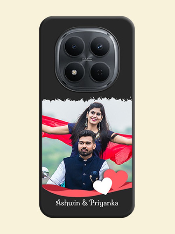 Pin Color Love Shaped Ribbon Design with Text On Space Black Custom Soft Matte Mobile Back Cover - Xiaomi Redmi Note 15 5G
