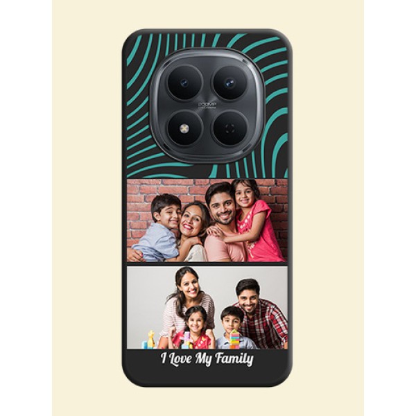 Wave Pattern with 2 Image Holder On Space Black Custom Soft Matte Mobile Back Cover - Xiaomi Redmi Note 15 5G Wave Pattern with 2 Image Holder On Space Black Custom Soft Matte Mobile Back Cover - Xiaomi Redmi Note 15 5G
