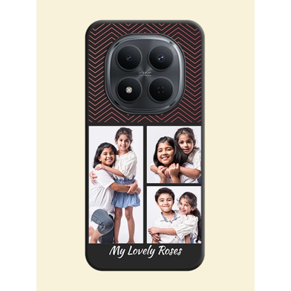 Wave Pattern with 3 Image Holder On Space Black Custom Soft Matte Mobile Back Cover - Xiaomi Redmi Note 15 5G