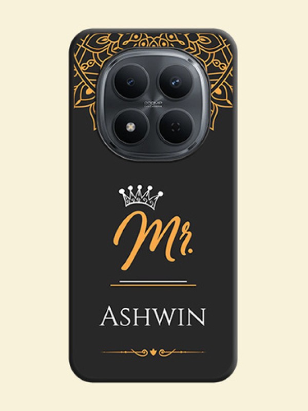Mr Name with Floral Design On Space Black Custom Soft Matte Mobile Back Cover - Xiaomi Redmi Note 15 5G