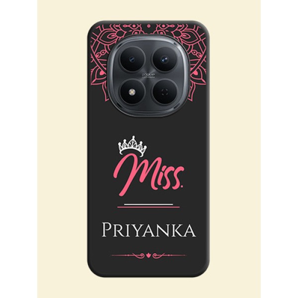 Mrs Name with Floral Design On Space Black Custom Soft Matte Mobile Back Cover - Xiaomi Redmi Note 15 5G Mrs Name with Floral Design On Space Black Custom Soft Matte Mobile Back Cover - Xiaomi Redmi Note 15 5G