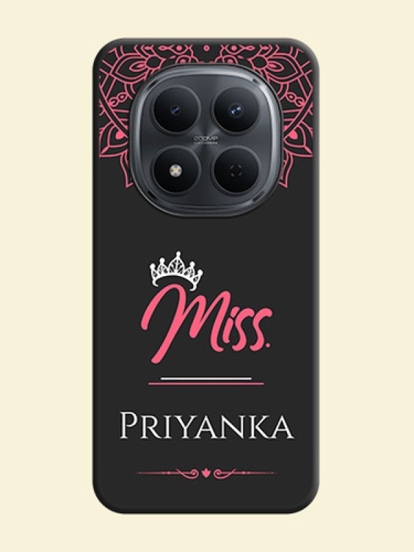 Mrs Name with Floral Design On Space Black Custom Soft Matte Mobile Back Cover - Xiaomi Redmi Note 15 5G