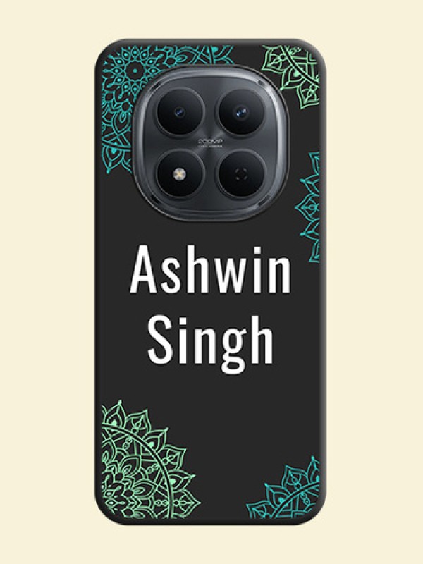 Your Name with Floral Design On Space Black Custom Soft Matte Mobile Back Cover - Xiaomi Redmi Note 15 5G