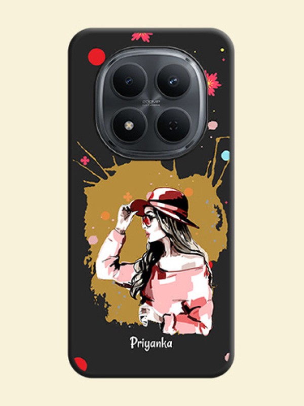 Mordern Lady With Color Splash Background With Custom Text On Space Black Custom Soft Matte Mobile Back Cover - Xiaomi Redmi Note 15 5G