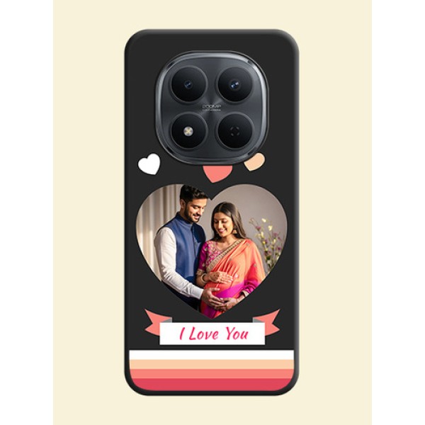 Love Shaped Photo with Colorful Stripes On Space Black Custom Soft Matte Mobile Back Cover - Xiaomi Redmi Note 15 Pro 5G Love Shaped Photo with Colorful Stripes On Space Black Custom Soft Matte Mobile Back Cover - Xiaomi Redmi Note 15 Pro 5G