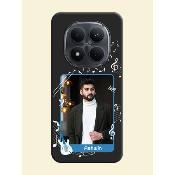 Musical Theme Design with Text on Photo On Space Black Custom Soft Matte Mobile Back Cover - Xiaomi Redmi Note 15 Pro 5G