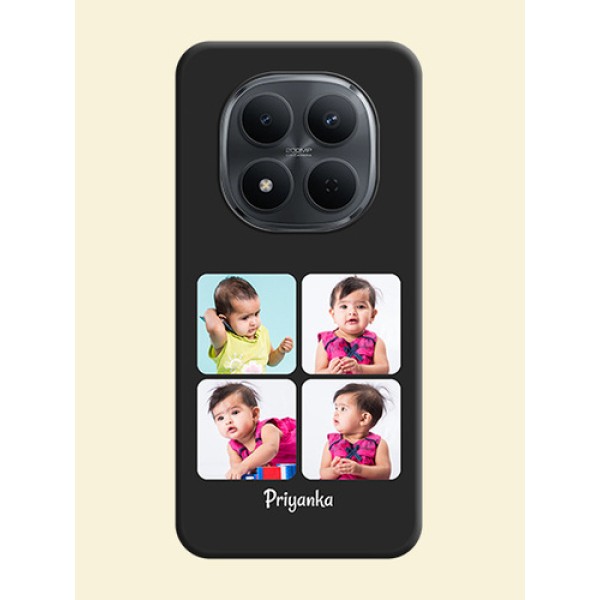 Floral Art with 6 Image Holder on Photo On Space Black Custom Soft Matte Mobile Back Cover - Xiaomi Redmi Note 15 Pro 5G Floral Art with 6 Image Holder on Photo On Space Black Custom Soft Matte Mobile Back Cover - Xiaomi Redmi Note 15 Pro 5G