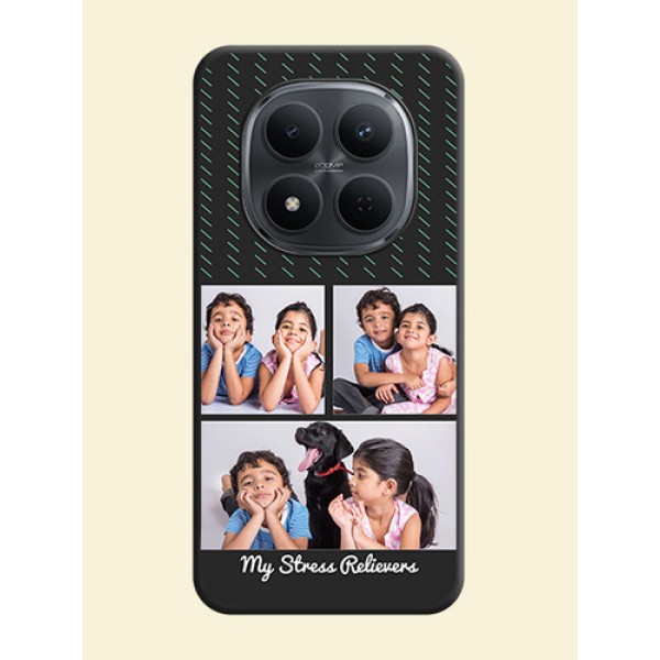 Cross Dotted Pattern with 2 Image Holder On Space Black Custom Soft Matte Mobile Back Cover - Xiaomi Redmi Note 15 Pro 5G Cross Dotted Pattern with 2 Image Holder On Space Black Custom Soft Matte Mobile Back Cover - Xiaomi Redmi Note 15 Pro 5G