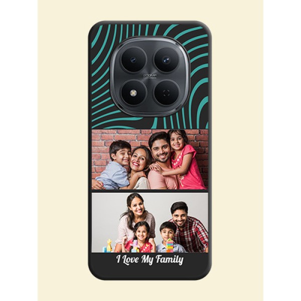 Wave Pattern with 2 Image Holder On Space Black Custom Soft Matte Mobile Back Cover - Xiaomi Redmi Note 15 Pro 5G Wave Pattern with 2 Image Holder On Space Black Custom Soft Matte Mobile Back Cover - Xiaomi Redmi Note 15 Pro 5G
