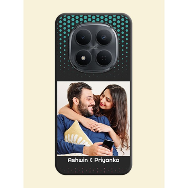 Faded Dots with Grunge Photo Frame and Text On Space Black Custom Soft Matte Mobile Back Cover - Xiaomi Redmi Note 15 Pro 5G Faded Dots with Grunge Photo Frame and Text On Space Black Custom Soft Matte Mobile Back Cover - Xiaomi Redmi Note 15 Pro 5G