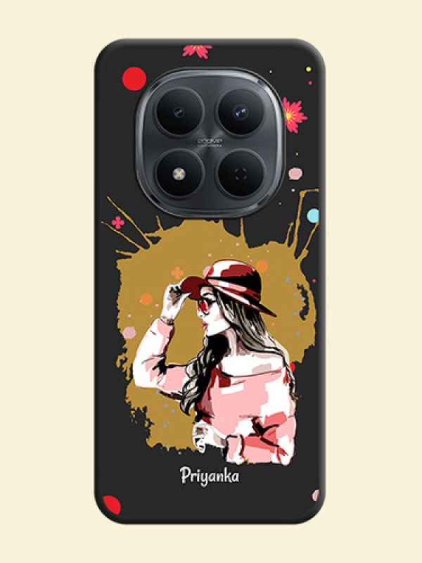 Mordern Lady With Color Splash Background With Custom Text On Space Black Custom Soft Matte Mobile Back Cover - Xiaomi Redmi Note 15 Pro 5G