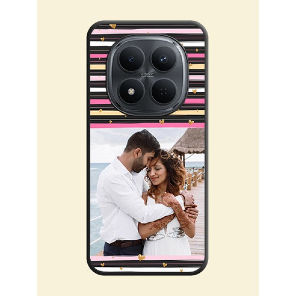 Multicolor Lines and Golden Love Symbols Design on Photo On Space Black Custom Soft Matte Mobile Back Cover - Xiaomi Redmi Note 15 Pro Plus 5G Multicolor Lines and Golden Love Symbols Design on Photo On Space Black Custom Soft Matte Mobile Back Cover - Xiaomi Redmi Note 15 Pro Plus 5G