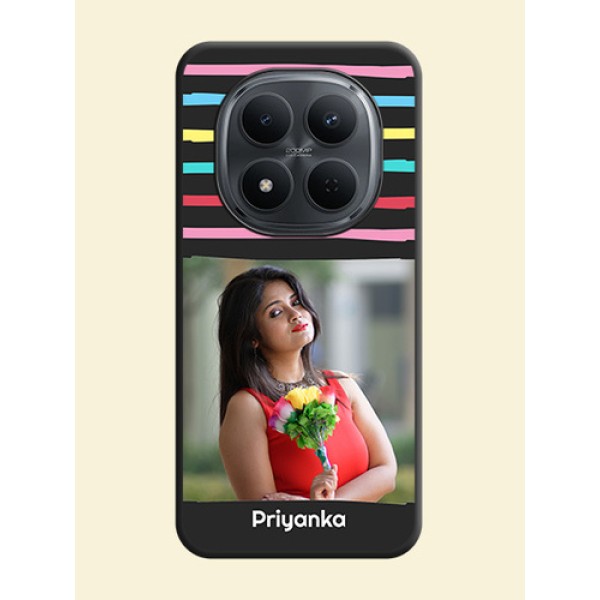 Multicolor Lines with Image On Space Black Custom Soft Matte Mobile Back Cover - Xiaomi Redmi Note 15 Pro Plus 5G Multicolor Lines with Image On Space Black Custom Soft Matte Mobile Back Cover - Xiaomi Redmi Note 15 Pro Plus 5G