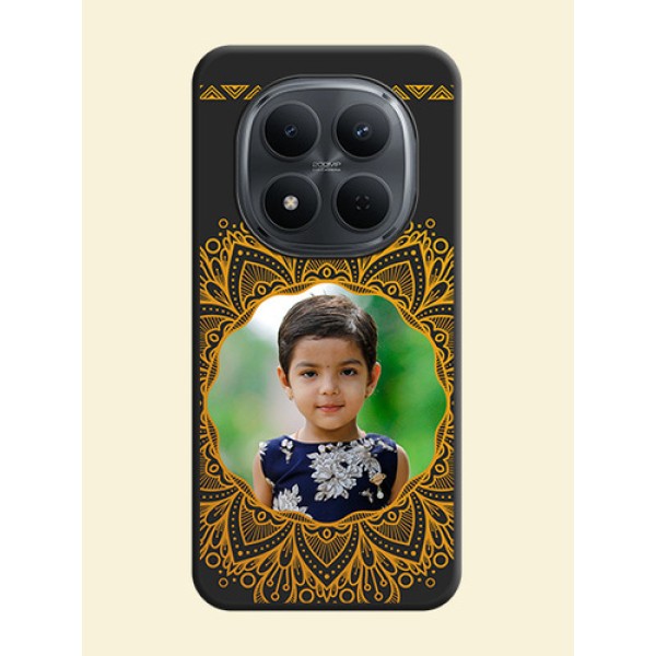Round Image with Floral Design On Space Black Custom Soft Matte Mobile Back Cover - Xiaomi Redmi Note 15 Pro Plus 5G Round Image with Floral Design On Space Black Custom Soft Matte Mobile Back Cover - Xiaomi Redmi Note 15 Pro Plus 5G