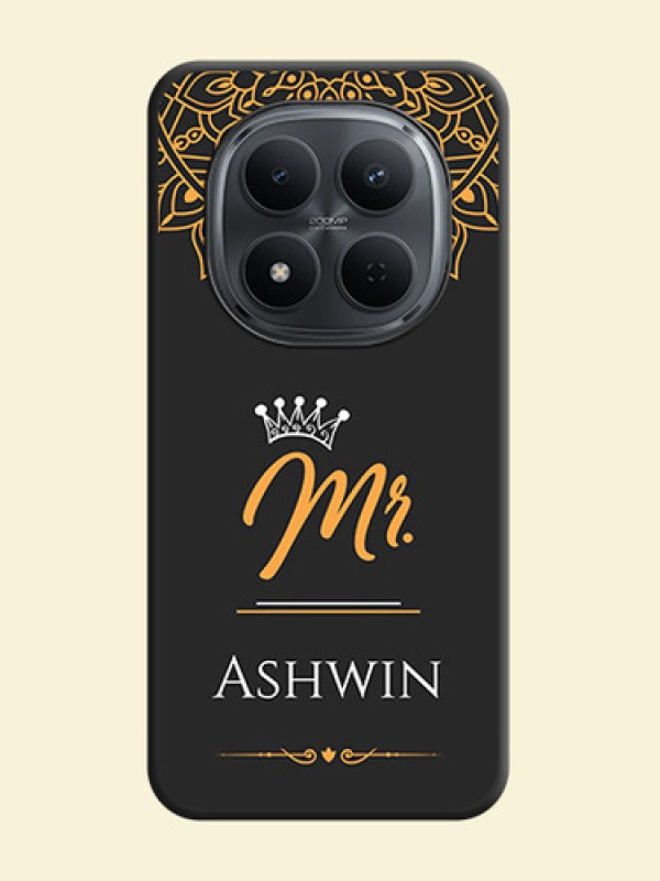 Mr Name with Floral Design On Space Black Custom Soft Matte Mobile Back Cover - Xiaomi Redmi Note 15 Pro Plus 5G