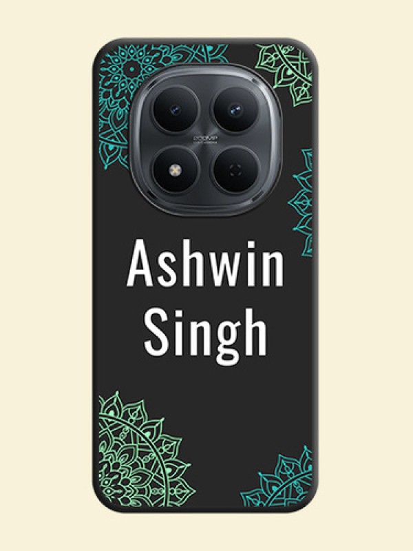 Your Name with Floral Design On Space Black Custom Soft Matte Mobile Back Cover - Xiaomi Redmi Note 15 Pro Plus 5G