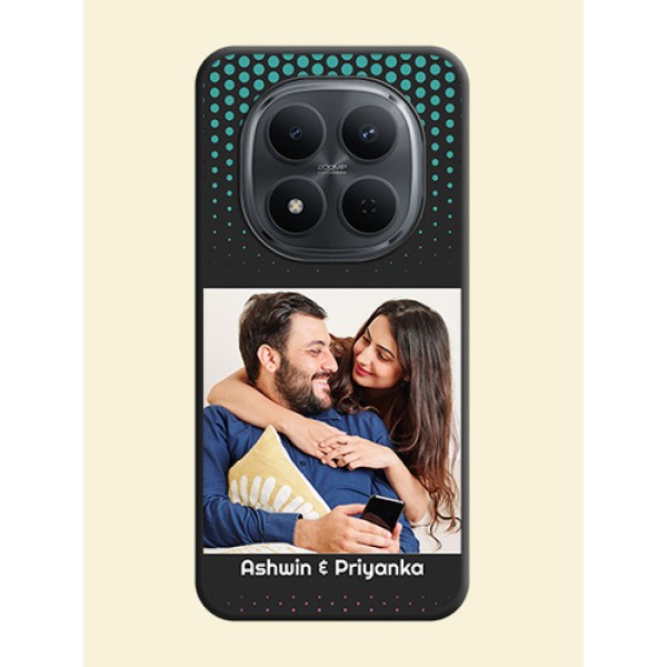 Faded Dots with Grunge Photo Frame and Text On Space Black Custom Soft Matte Mobile Back Cover - Xiaomi Redmi Note 15 Pro Plus 5G Faded Dots with Grunge Photo Frame and Text On Space Black Custom Soft Matte Mobile Back Cover - Xiaomi Redmi Note 15 Pro Plus 5G