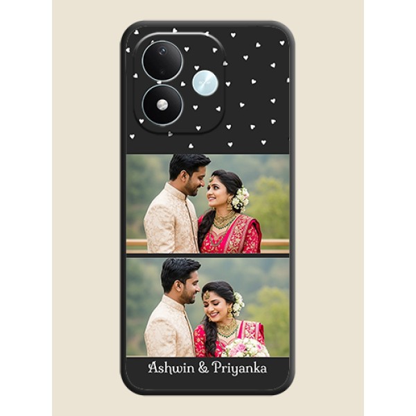 Miniature Love Symbols with Name On Space Black Custom Soft Matte Mobile Back Cover - Xiaomi Redmi Note 17 5G