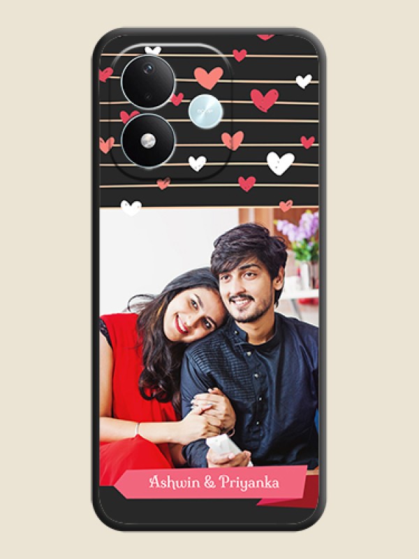 Love Pattern with Name on Pink Ribbon on Photo On Space Black Custom Soft Matte Mobile Back Cover - Xiaomi Redmi Note 17 5G