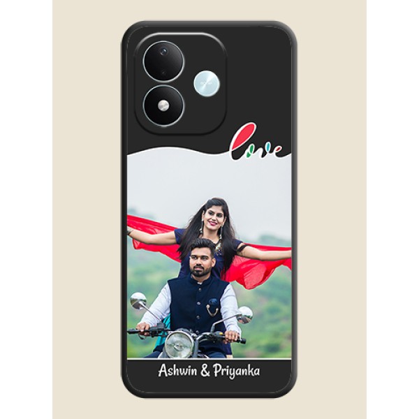 Fall in Love Pattern with Picture on Photo On Space Black Custom Soft Matte Mobile Back Cover - Xiaomi Redmi Note 17 5G