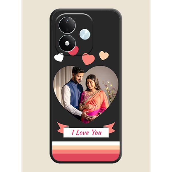 Love Shaped Photo with Colorful Stripes On Space Black Custom Soft Matte Mobile Back Cover - Xiaomi Redmi Note 17 5G