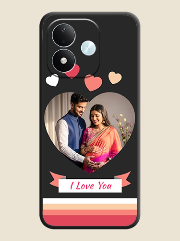 Love Shaped Photo with Colorful Stripes On Space Black Custom Soft Matte Mobile Back Cover - Xiaomi Redmi Note 17 5G