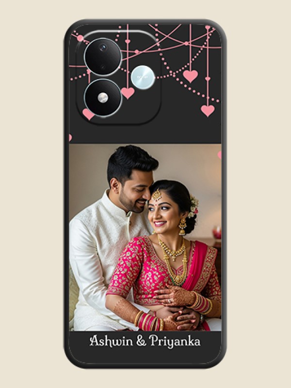Pink Love Hangings with Text On Space Black Custom Soft Matte Mobile Back Cover - Xiaomi Redmi Note 17 5G