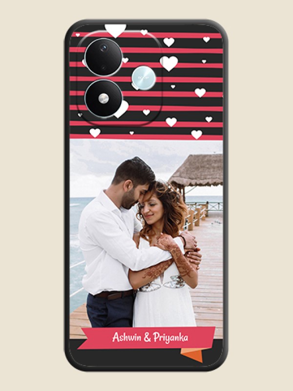 White Color Love Symbols with Pink Lines Pattern On Space Black Custom Soft Matte Mobile Back Cover - Xiaomi Redmi Note 17 5G