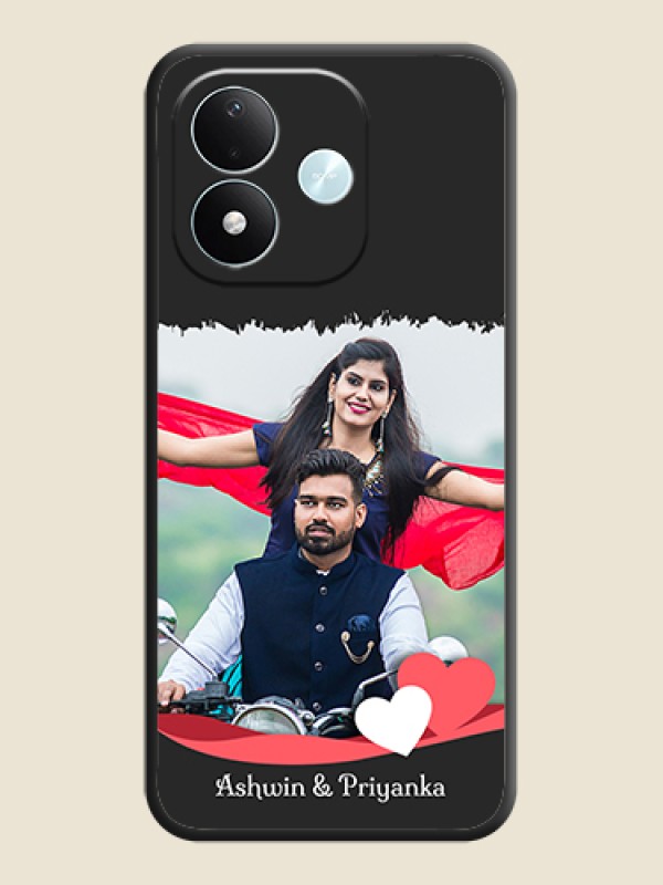 Pin Color Love Shaped Ribbon Design with Text On Space Black Custom Soft Matte Mobile Back Cover - Xiaomi Redmi Note 17 5G