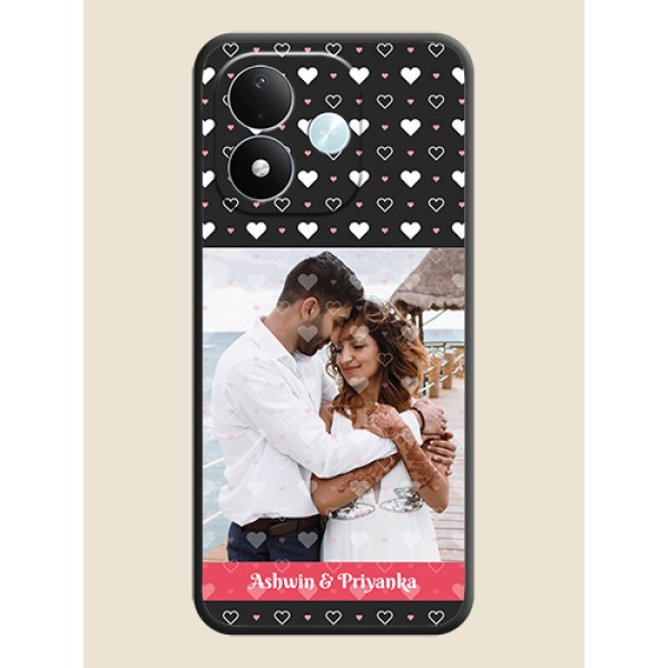White Color Love Symbols with Text Design on Photo On Space Black Custom Soft Matte Mobile Back Cover - Xiaomi Redmi Note 17 5G
