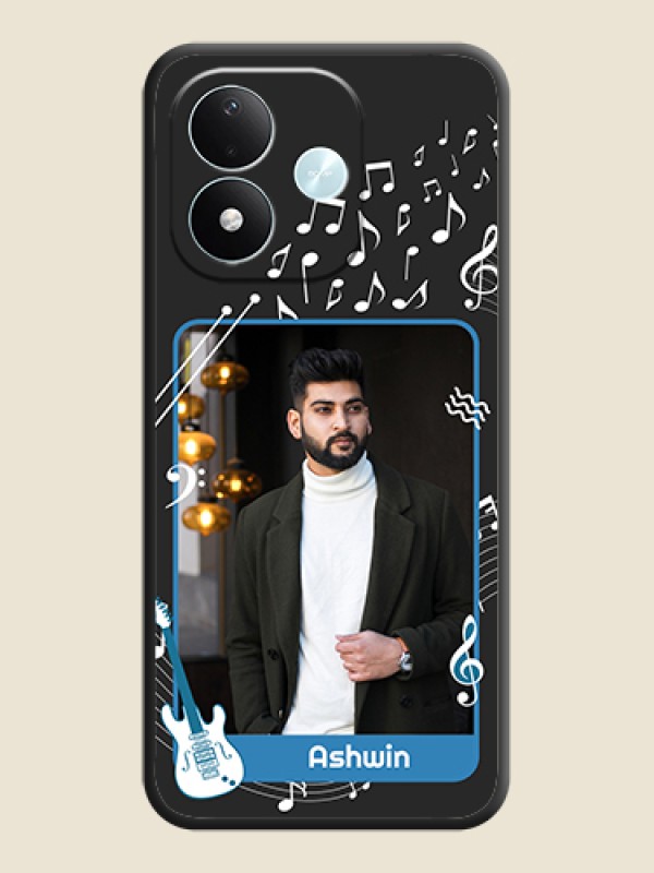 Musical Theme Design with Text on Photo On Space Black Custom Soft Matte Mobile Back Cover - Xiaomi Redmi Note 17 5G