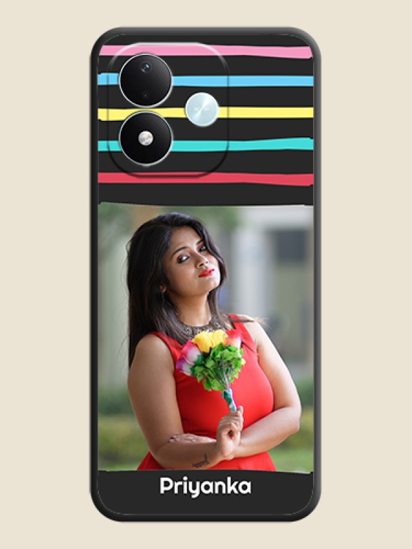 Multicolor Lines with Image On Space Black Custom Soft Matte Mobile Back Cover - Xiaomi Redmi Note 17 5G