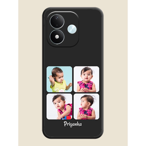 Floral Art with 6 Image Holder on Photo On Space Black Custom Soft Matte Mobile Back Cover - Xiaomi Redmi Note 17 5G Floral Art with 6 Image Holder on Photo On Space Black Custom Soft Matte Mobile Back Cover - Xiaomi Redmi Note 17 5G