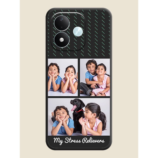 Cross Dotted Pattern with 2 Image Holder On Space Black Custom Soft Matte Mobile Back Cover - Xiaomi Redmi Note 17 5G Cross Dotted Pattern with 2 Image Holder On Space Black Custom Soft Matte Mobile Back Cover - Xiaomi Redmi Note 17 5G