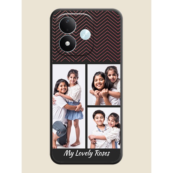 Wave Pattern with 3 Image Holder On Space Black Custom Soft Matte Mobile Back Cover - Xiaomi Redmi Note 17 5G Wave Pattern with 3 Image Holder On Space Black Custom Soft Matte Mobile Back Cover - Xiaomi Redmi Note 17 5G