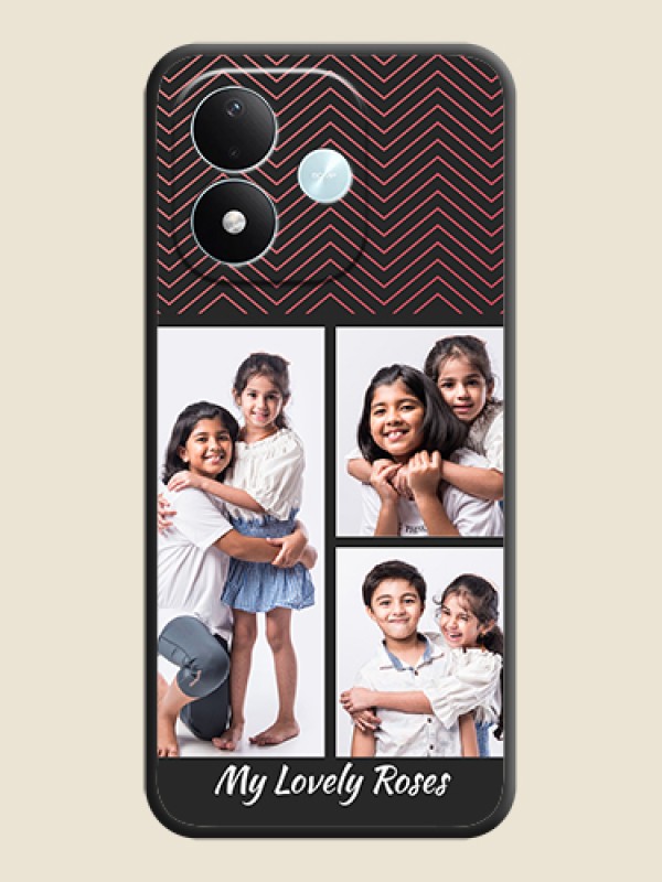 Wave Pattern with 3 Image Holder On Space Black Custom Soft Matte Mobile Back Cover - Xiaomi Redmi Note 17 5G