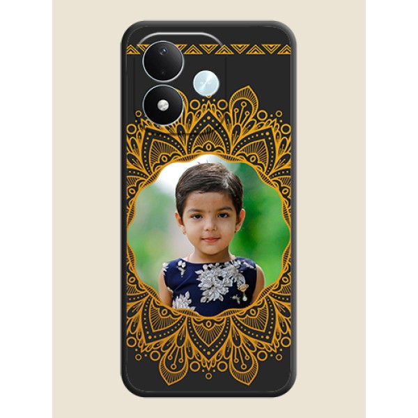 Round Image with Floral Design On Space Black Custom Soft Matte Mobile Back Cover - Xiaomi Redmi Note 17 5G Round Image with Floral Design On Space Black Custom Soft Matte Mobile Back Cover - Xiaomi Redmi Note 17 5G