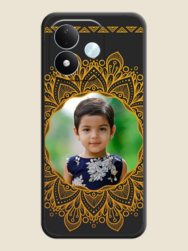 Round Image with Floral Design On Space Black Custom Soft Matte Mobile Back Cover - Xiaomi Redmi Note 17 5G