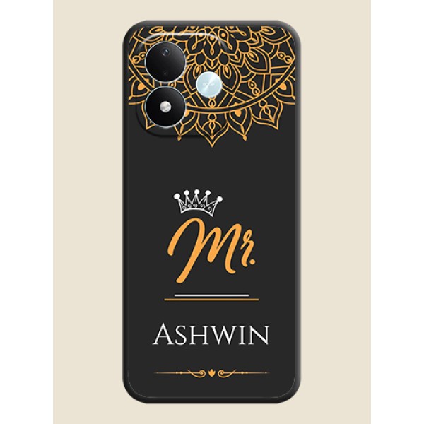 Mr Name with Floral Design On Space Black Custom Soft Matte Mobile Back Cover - Xiaomi Redmi Note 17 5G Mr Name with Floral Design On Space Black Custom Soft Matte Mobile Back Cover - Xiaomi Redmi Note 17 5G